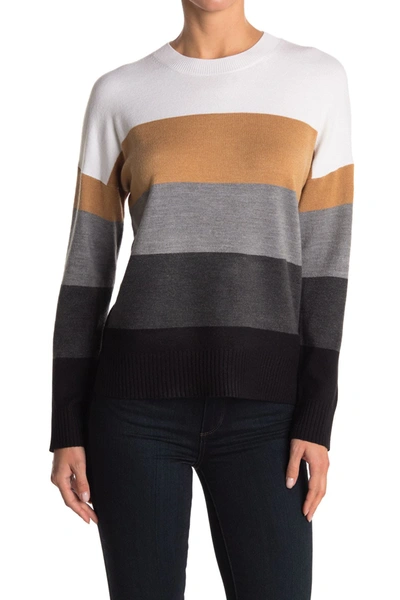 Shop French Connection Striped Crew Neck Sweater In Neutral Mu