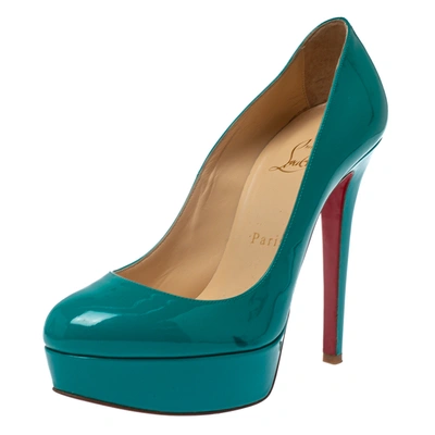 Pre-owned Christian Louboutin Green Patent Leather Bianca Platform Pumps Size 36
