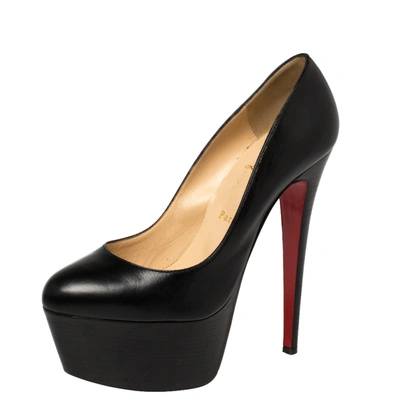 Pre-owned Christian Louboutin Black Leather Daffodile Platform Pumps Size 39.5