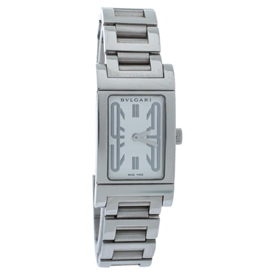 Pre-owned Bvlgari White Stainless Steel Rettangalo Rt 39 S Women's Wristwatch 21mm