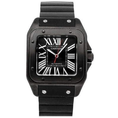 Pre-owned Cartier Black Carbon Coated Stainless Steel Santos 100 Wssa0006 Men's Wristwatch 51 X 41 Mm