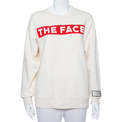 Pre-owned Gucci Cream The Face Printed Cotton Sweatshirt S