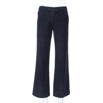 Pre-owned Joseph Midnight Blue Corduroy Straight Leg High Waist Trousers S In Navy Blue