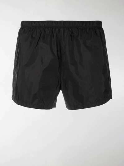 Shop Prada Logo Patch Swimming Shorts In Black