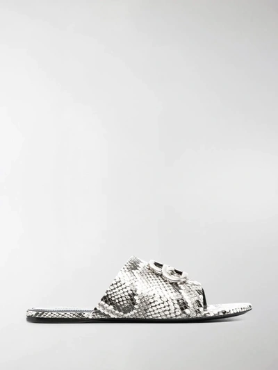 Shop Balenciaga Oval Bb Mule Sandals In Grey