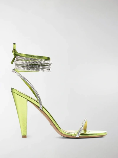 Shop Alexandre Vauthier Amina Ankle-tied Sandals In Green