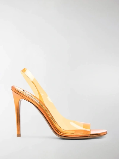 Shop Alexandre Vauthier Amber Ghost Transparent Sandals In Orange