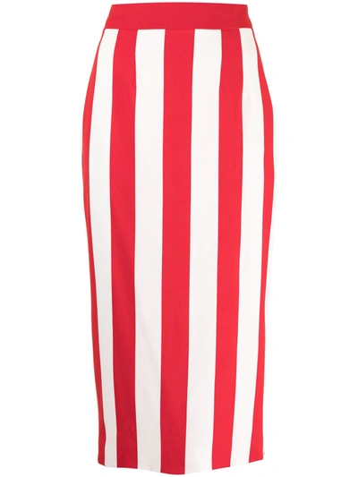 Shop Dolce & Gabbana Stripe-pattern Midi Skirt In Red