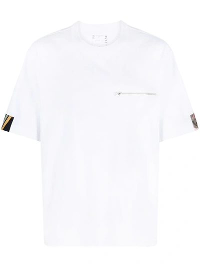 Shop Sacai Contrast-trim Cotton T-shirt In White