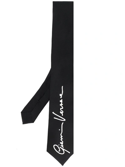 Shop Versace Men's Black Silk Tie