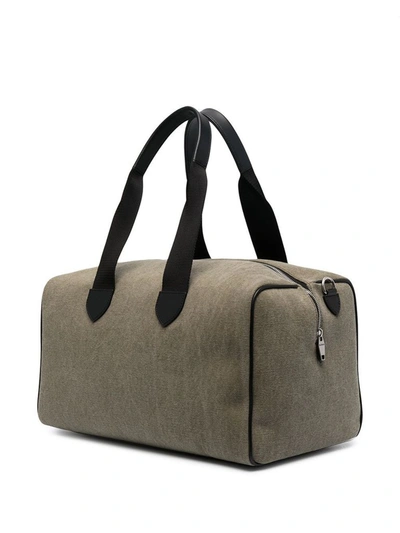 Shop Balmain Men's Green Cotton Travel Bag
