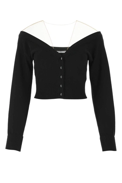 Shop Alexander Wang Fitted Cropped Cardigan In Black