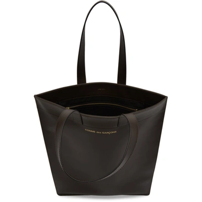 Shop Comme Des Garçons Brown Leather Classic Tote In 2 Brown