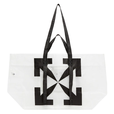 Shop Off-white White Pvc Arrows Tote In White/black