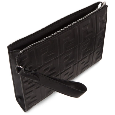 Shop Fendi Black 'forever ' Embossed Pouch In F0gxn Black