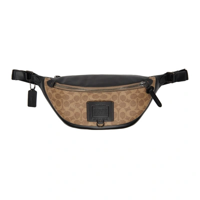 Coach Rivington Signature Coated Canvas Belt Bag In Khaki/black Copper