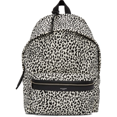 Shop Saint Laurent White & Black City Backpack In 9084 Blabs