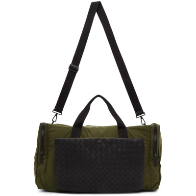 Shop Bottega Veneta Green Intrecciato Packable Duffle Bag In 3250 Kakine