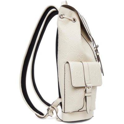 Shop Gucci Off-white Gg Embossed Backpack In 9099 M.whit