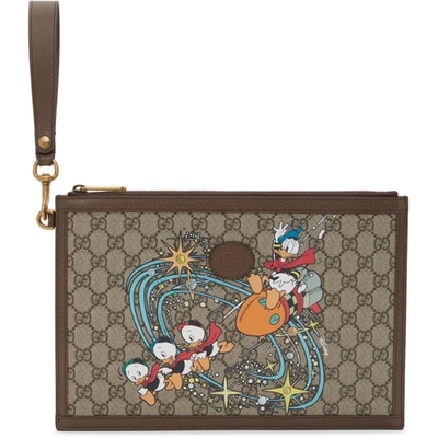Shop Gucci Beige Disney Edition Gg Pouch In 8679 Be.eb.