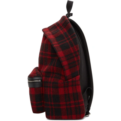 Shop Saint Laurent Black And Red Tartan City Backpack In 6461 Redblk