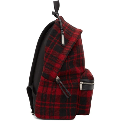 Shop Saint Laurent Black And Red Tartan City Backpack In 6461 Redblk