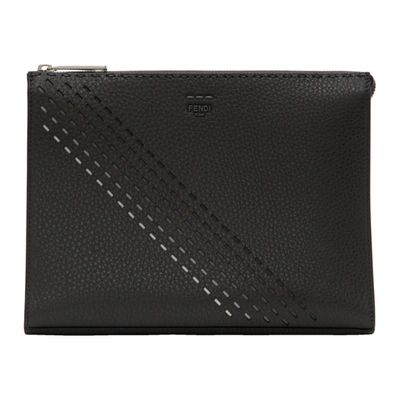 Shop Fendi Grey Large Dégradé Zip Pouch In F10vx Grey