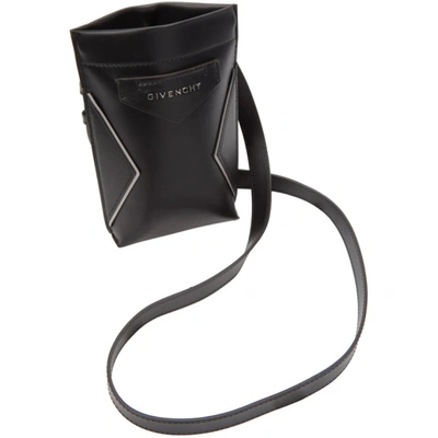 Shop Givenchy Black Leather Antigona Phone Pouch In 002-black/g