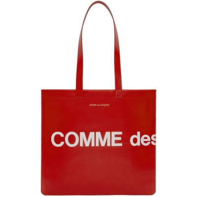 Shop Comme Des Garçons Red Huge Logo Tote In 2 Red