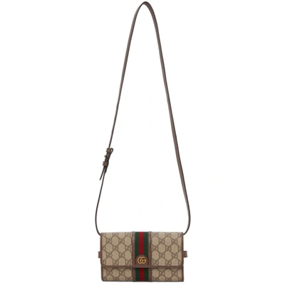Shop Gucci Brown Mini Gg Supreme Ophidia Messenger Bag In 8745 B.eb/n