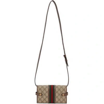 Shop Gucci Brown Mini Gg Supreme Ophidia Messenger Bag In 8745 B.eb/n