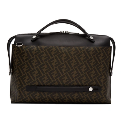 Shop Fendi Black And Brown Forever  By The Way Briefcase In F199b Blkto