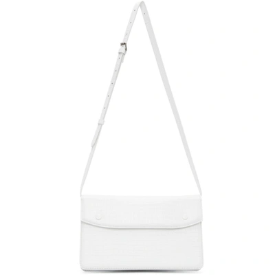 Shop Maison Margiela White Croc Accordion Messenger Bag In T1003 White