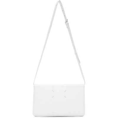 Shop Maison Margiela White Croc Accordion Messenger Bag In T1003 White