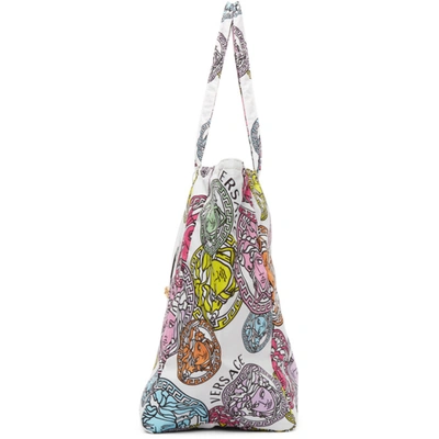 Shop Versace White Medusa Amplified Tote In 1w00v Multi