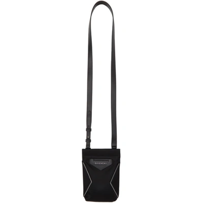 Shop Givenchy Black Antigona Phone Pouch In 002-black/g