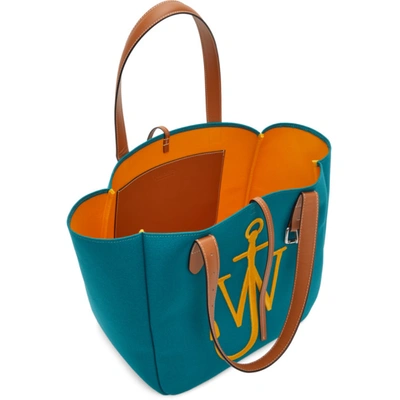 Shop Jw Anderson Blue And Yellow Recycled Canvas Belt Tote In 861