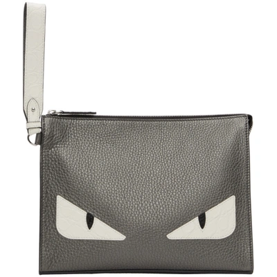 Shop Fendi Silver Bag Bugs Pouch In F1bhn Graph