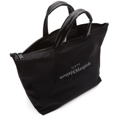 Shop Maison Margiela Black Embroidered Tote In T8013 Black