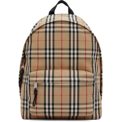 Shop Burberry Beige Check Jett Backpack In Archive Beige