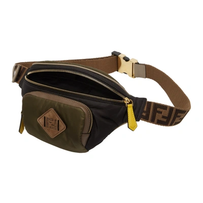 Shop Fendi Khaki & Black Nylon 'forever ' Belt Bag In F1bhw Milit