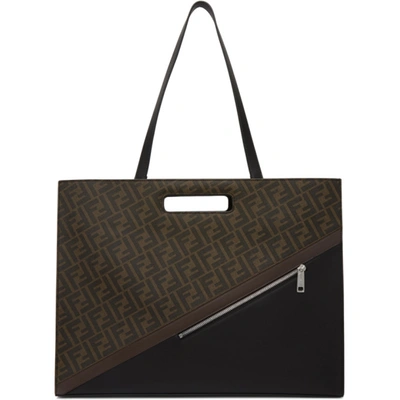 Shop Fendi Brown Forever  East/west 197 Tote In F199b Blkto