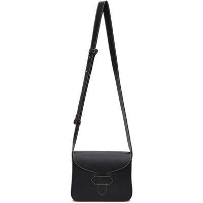 Shop Maison Margiela Black Leather Stitch Small Messenger Bag In T8013 Black