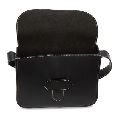 Shop Maison Margiela Black Leather Stitch Small Messenger Bag In T8013 Black