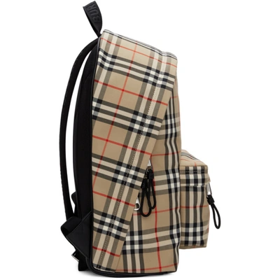 Shop Burberry Beige Check Jett Backpack In Beige A7028