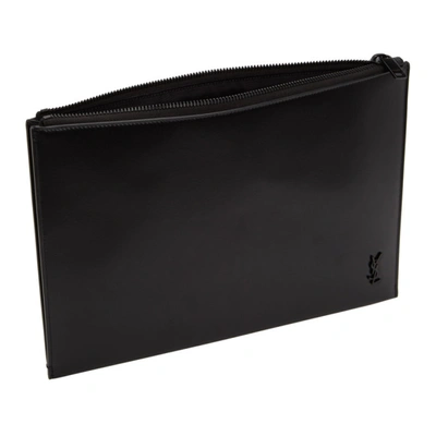 Shop Saint Laurent Black Tiny Monogram Tablet Pouch In 1000 Nero