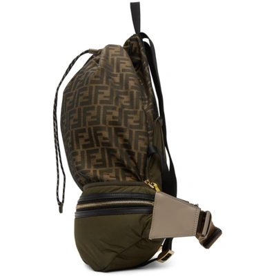 Shop Fendi Khaki And Gold 'forever ' Convertible Backpack In F1bhw Milit