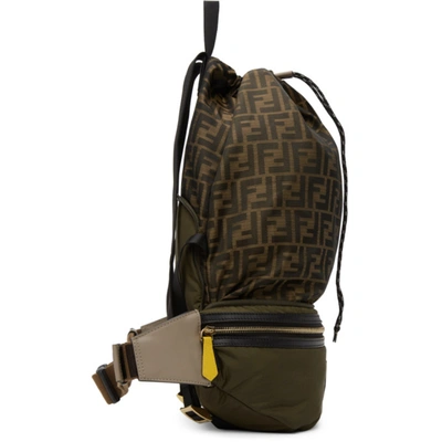 Shop Fendi Khaki And Gold 'forever ' Convertible Backpack In F1bhw Milit