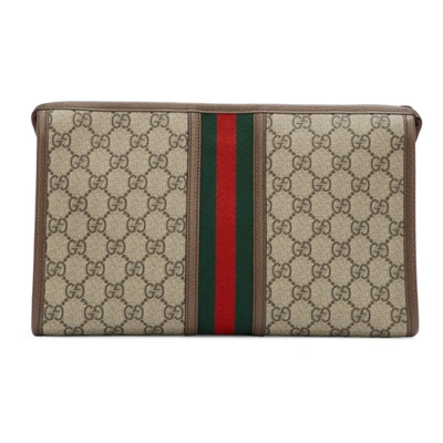 Shop Gucci Beige Gg Ophidia Pouch In 8745 Beige