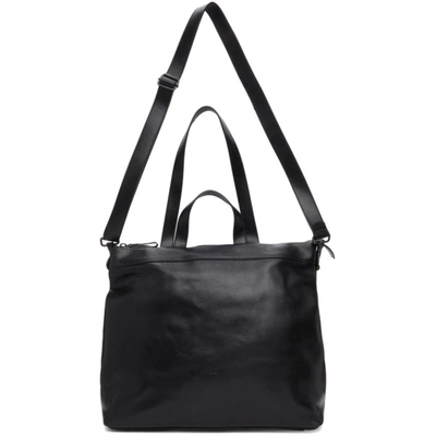 Shop Marsèll Marsell Black Leather Large Tote In 150-666 Blk